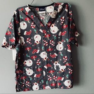 Tafford Christmas gray scrub top